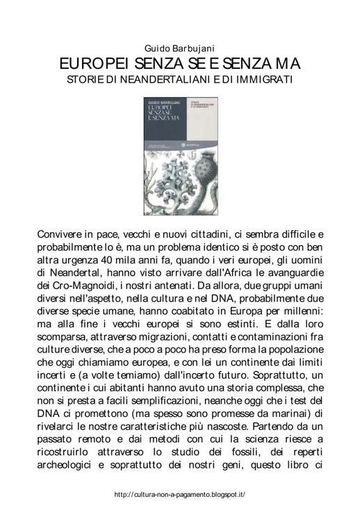 Europei senza se e senza ma: Storie di neandertaliani e di immigrati